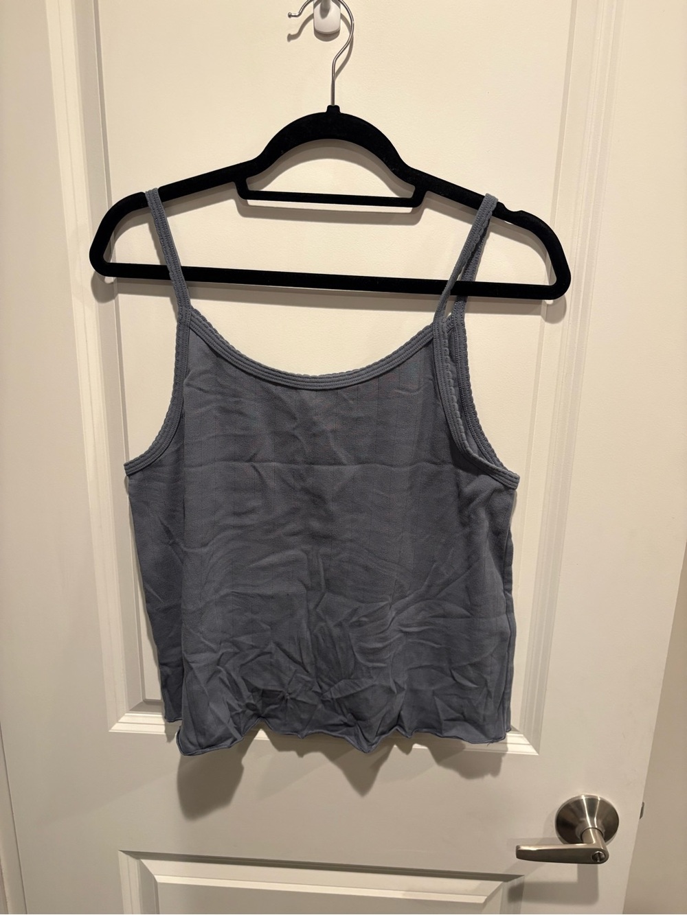 Skims Drop Needle Pointelle Long Camisole - Steel Blue